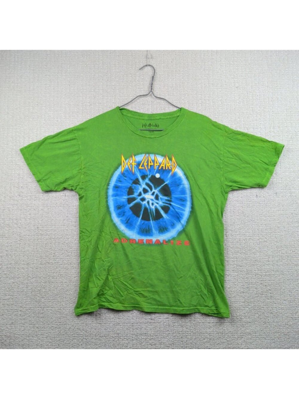 Def Leppard T-shirt Unisex Green Adrenalize Retro Band Music Concert Distressed